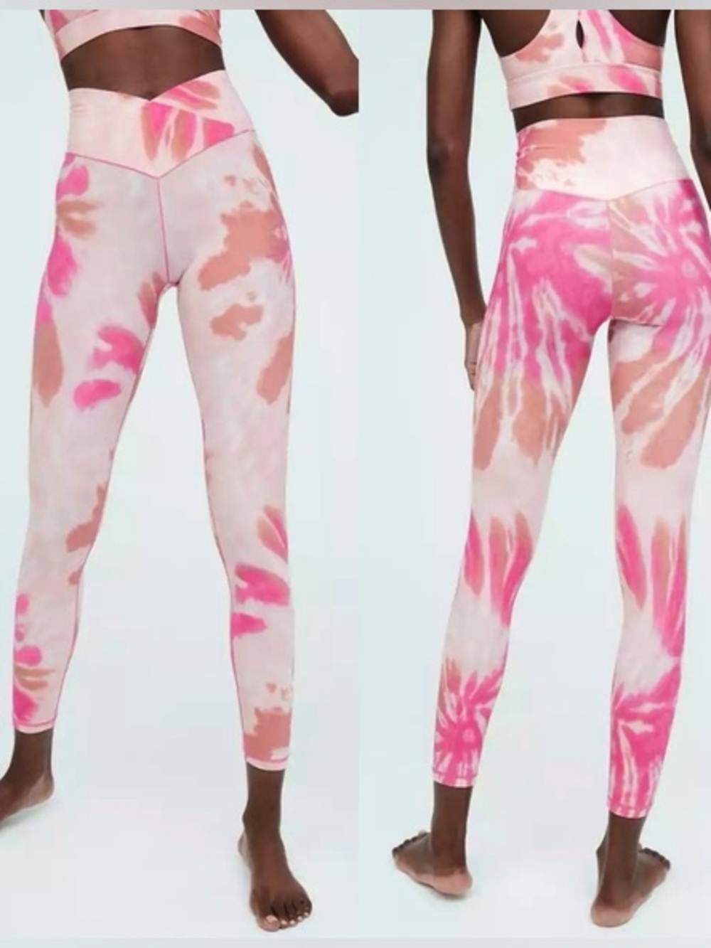 Aerie Tie-Dye Pink & Brown Yoga Leggings